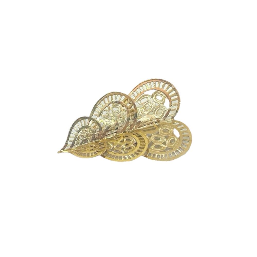 Brooch Pin Vtg Heart 1970s Filigree Pierced Filigree Gold Tone Valentine